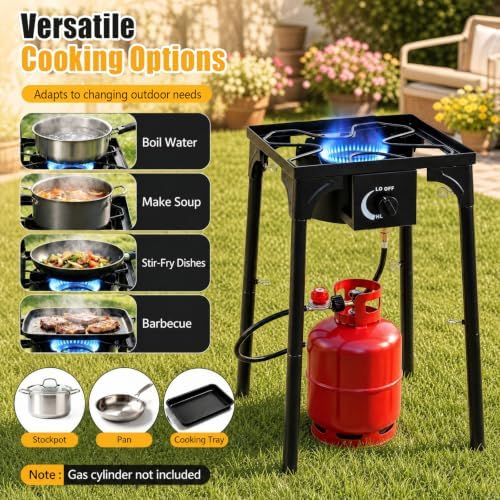 Goplus Outdoor Single Burner Gas Stove, 80,000 BTU High Pressure