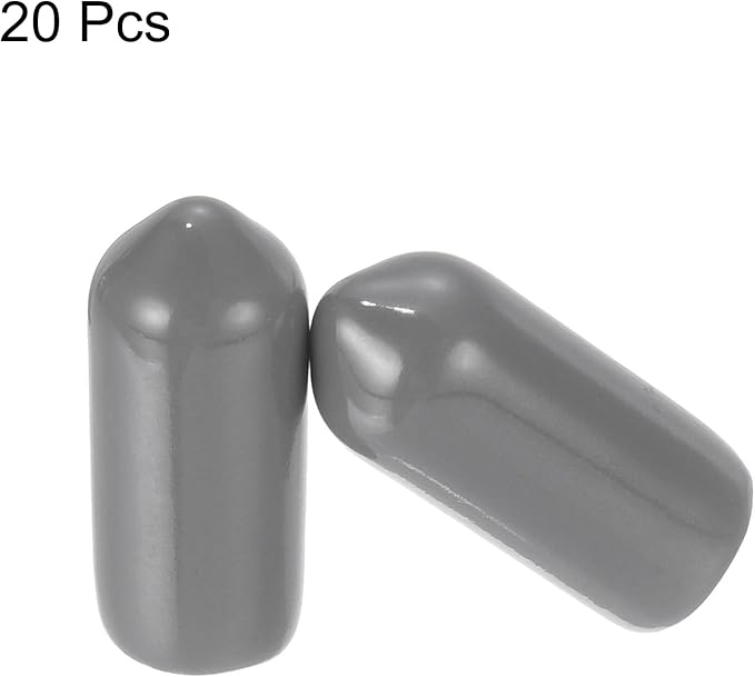 uxcell 20pcs Rubber End Caps 6mm(1/4") ID Vinyl PVC Round Tube Bolt Cap Cover Screw Thread Protectors Dark Grey