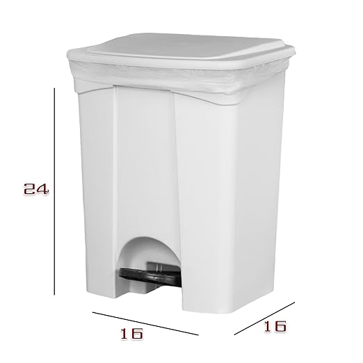PRO&Family Step-On Trash Can with Lid, Plastic Waste Bin, Foot Pedal Operation (White, 12 Gallon)