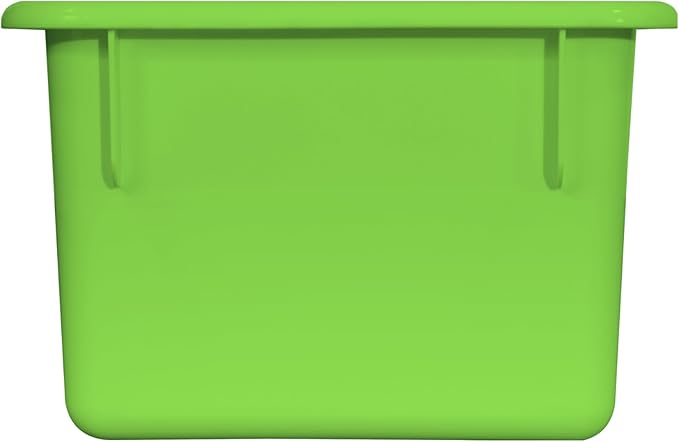 Wood Designs Cubby Storage Bin, Heavy Duty Plastic Containers for Kids Lime Green Cubby Tray Set of 12