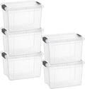 Superio 2.5 Quart Clear Plastic Storage Boxes with Lids, Stackable Organizer Containers, BPA-Free Storage Bins for Home, Office, School & Dorm, 5 Pack