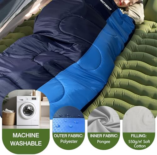 0 Degree Sleeping Bags Waterproof for Adults, Cold Weather Machine Washable Sleeping Bag with Compression Sack for 3-4 Season Camping Outdoor