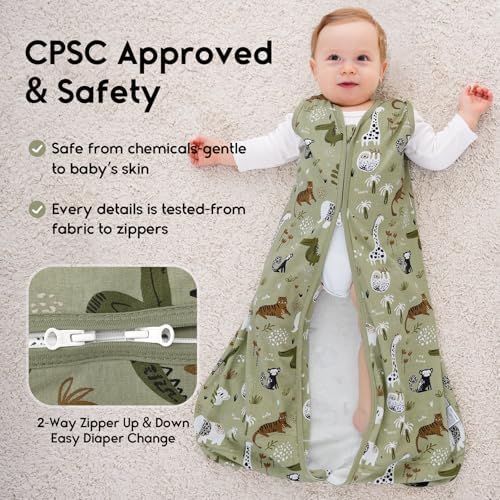 Yoofoss Baby Sleep Sack 6-12 Months 0.5 Tog Wearable Blanket for Baby, 3 Pack 100% Organic Cotton Infant Toddler Sleeping Sack 2-Way Zipper Lightweight Sleep Sack