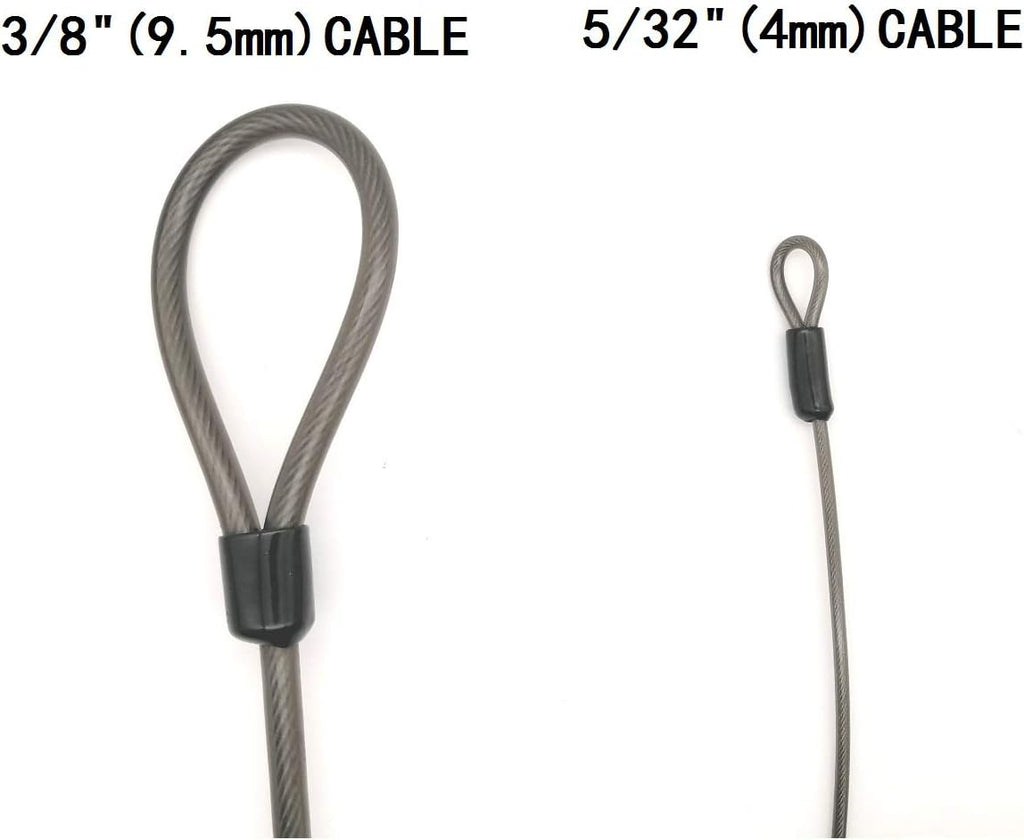 4mm Thick（5/32"） 7FT,15FT,30FT Braided Steel Coated Thin Security Cable Anti-Lost Steel Cable Luggage Lock Safety Cable Wire Double Loop (30FT)