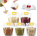 Airtight Grain Storage Bags with Handle - Cereal Containers with Pour Spout, Reusable Rice Food Sealed Container (5PCS,Medium-210 OZ)