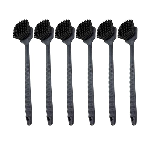 SPARTA 40501EC03 Plastic Large Scrub Brush, Kitchen Brush, Utility Brush With Long Handle For Cleaning, 20 Inches, Black, (Pack of 6)