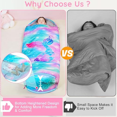 FIOBEE Kids Sleeping Bag 3 Season Camping Sleeping Bags for Girls Toddler