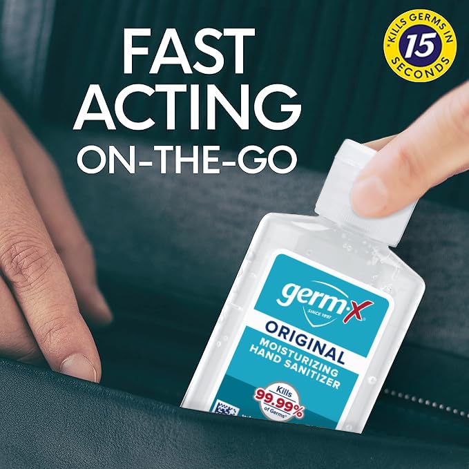 Germ-X Original Hand Sanitizer, Non-Drying Moisturizing Gel with Vitamin E, Instant and No Rinse Formula, Bulk Mini Travel Size for On-The-Go, 2 Fl Oz (Pack of 48)