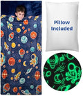 Kids Sleeping Bag for Boys & Girls - Glow in The Dark for Ages 3+, Large With Pillow Pocket, Extra Soft Toddler Blanket (66" x 33")