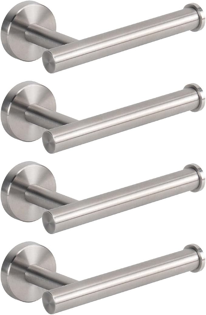 NearMoon Bathroom Toilet Paper Holder, Premium SUS304 Stainless Steel Rustproof Wall Mounted Toilet Roll Holder for Bathroom, Kitchen (4 Pack, Brushed Nickel)