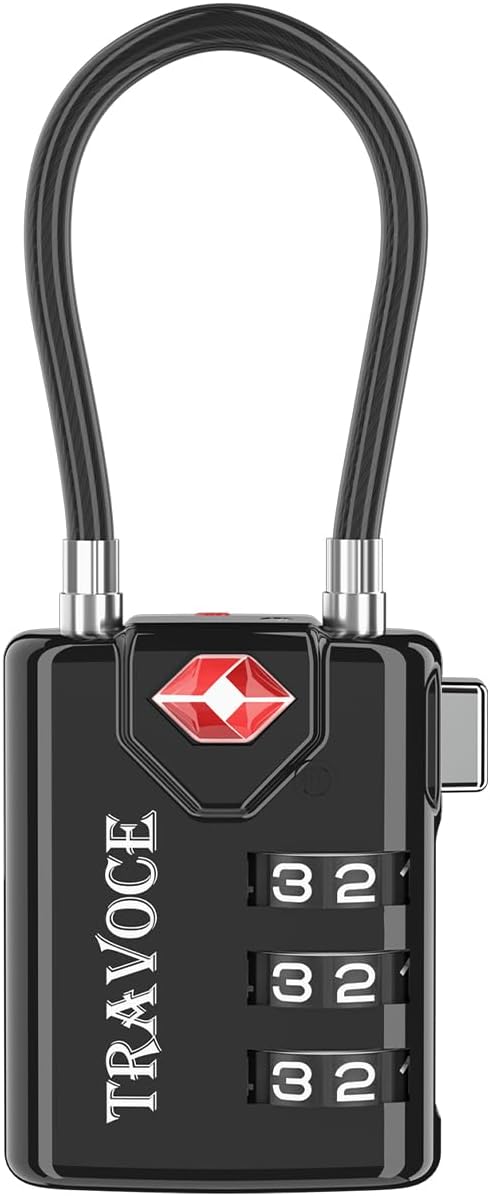 TSA Approved Luggage Locks, Travel Locks Which Also Work Great as Gym Locks, Toolbox Lock, Backpack and More, Black 1 Pack