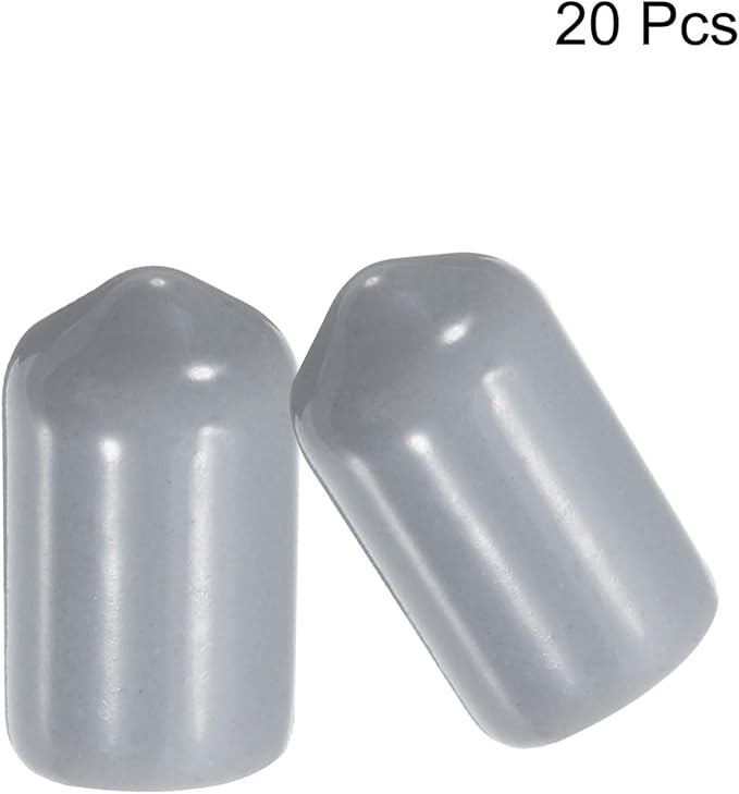 uxcell 20pcs Rubber End Caps 9mm ID Vinyl PVC Round Tube Bolt Cap Cover Screw Thread Protectors Grey