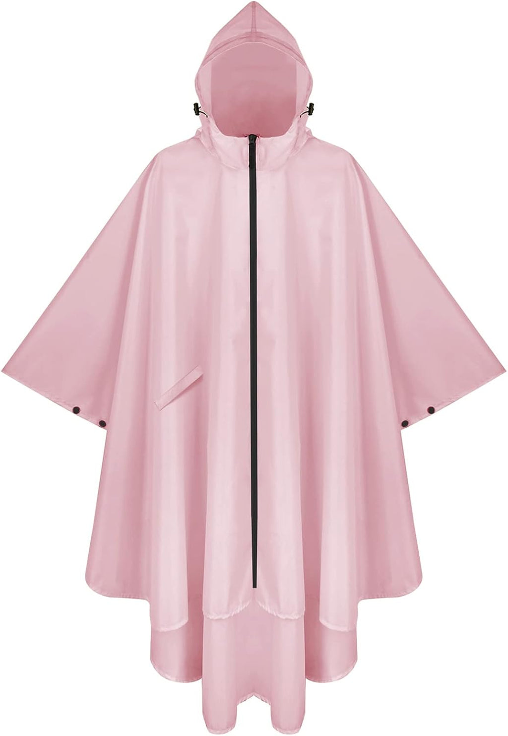 PTEROMY Hooded Rain Poncho for Adult with Pocket and Zipper, Waterproof Lightweight Raincoat for Men and Women