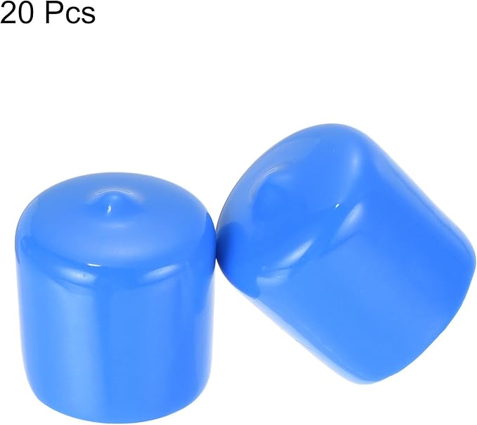 uxcell 20pcs Rubber End Caps 25mm ID Vinyl Round Tube Bolt Cap Cover Screw Thread Protectors Light Blue
