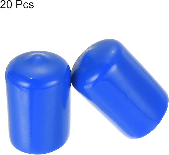uxcell 20pcs Rubber End Caps 18mm ID Vinyl Round Tube Bolt Cap Cover Screw Thread Protectors Blue