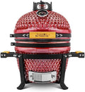 London Sunshine Ceramic BBQ Charcoal Kamado Grill 13 inch Portable Tabletop BBQ Grill with Stainless Steel Grates, pearlescent red