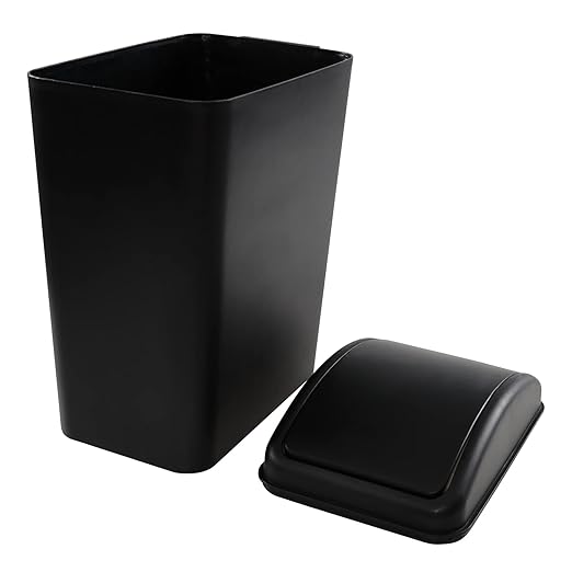 4.5 Gallon Swing Top Trash Bin, Plastic Garbage Can with Lid, Black, 3 Pack