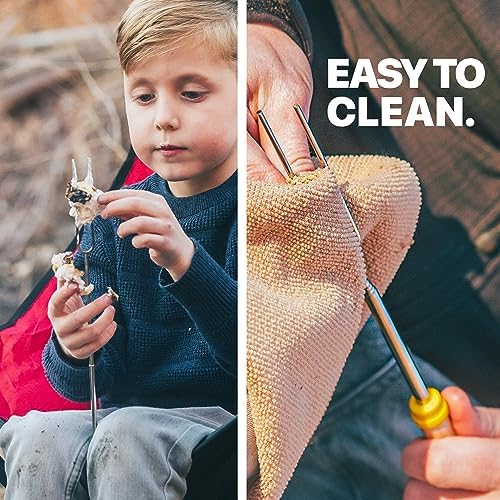 Grill Guru Smores Sticks for Fire Pit - Accessories for Campfire Marshmallow Roasting Sticks Smores Kit Outdoor-Smore Skewers Hot Dog Fork For Outside, Camping Essentials Bonfire Gear Long 32" 10 Pack