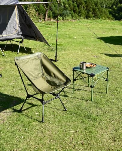 iClimb Lightweight Stable Alu. Folding Square Table Roll Up Top (Green, S)