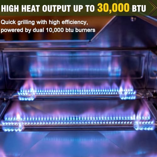 Bestfire 3-Burner Tabletop Gas Grill, Dual Connections, 30,000 BTU Portable Propane Grill, Knobs&Stainless Steel Grates, Compact & Detachable Legs for Camping, RV, BBQ