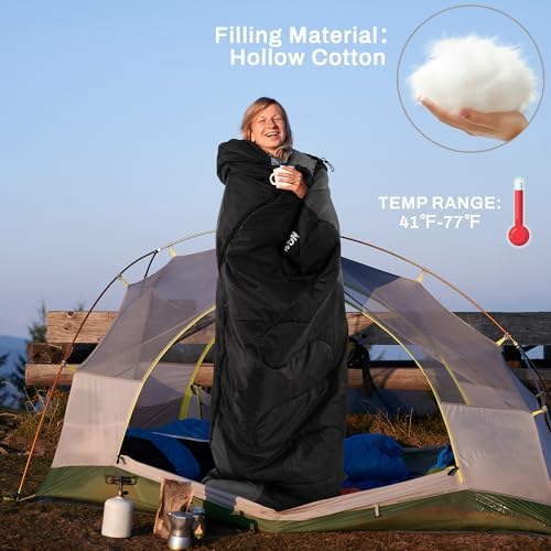 Elevon Double Sleeping Bag for Adults with 2 Pillows, Lightweight Machine Washable 2 Person Sleeping Bag for 3 Seasons Camping Hiking Traveling, Multicolor Option