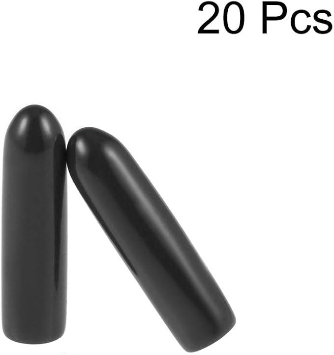 uxcell 20pcs Rubber End Caps 2mm ID Vinyl Round Tube Bolt Cap Cover Thread Protectors Black