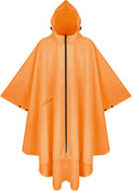 PTEROMY Hooded Rain Poncho for Adult with Pocket and Zipper, Waterproof Lightweight Raincoat for Men and Women