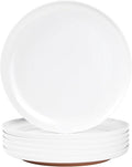 Webbylee Melamine Dessert Plates Set of 6-7.56" Serving Durable Dishes Perfect for Kitchen Outdoor Use,Durable Small Plates for Salad-White & Brown