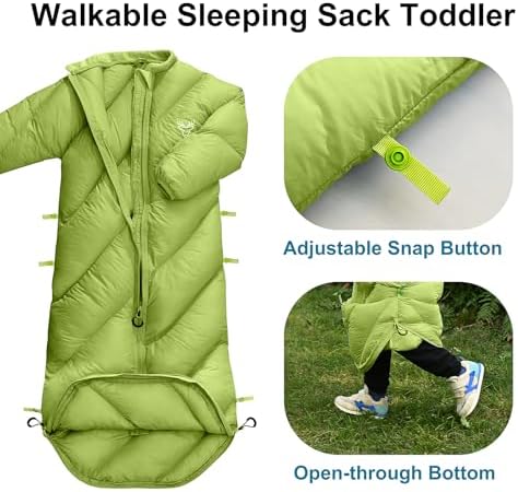 Walkable Toddler Sleeping Bags for Kids, Boys Girls (2T-4T) - Puffy Camping Sleeping Sack for Indoor, Outdoor, Travel, Sleepover, Slumber Party (up to 46 in)- Machine Washable, Lightweight