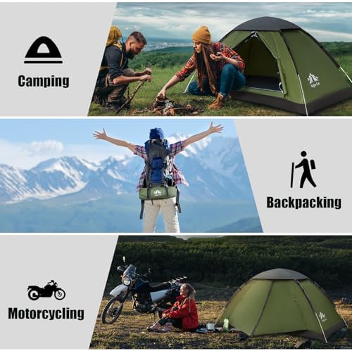 Night Cat Backpacking Tent for One 1 to 2 Persons Lightweight Waterproof Camping Hiking Tent for Adults Kids Scouts Easy Setup Single Layer 2.2x1.2m