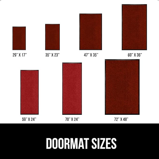 GORILLA GRIP Traffic Guard Door Mat, 2 Pack, Heavy Duty Waterproof Doormat, Commercial Office Space Welcome Mats, Stain and Fade Resistant, Low Profile, Strong Rubber Backing, 35x23, Red