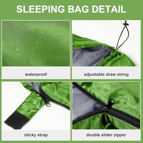 Tudomro 2 Pcs Camping Sleeping Bag for Adults Lightweight Packable Waterproof Camping Gear Equipment to Keep Warm for Outdoor Backpacking Hiking Travel