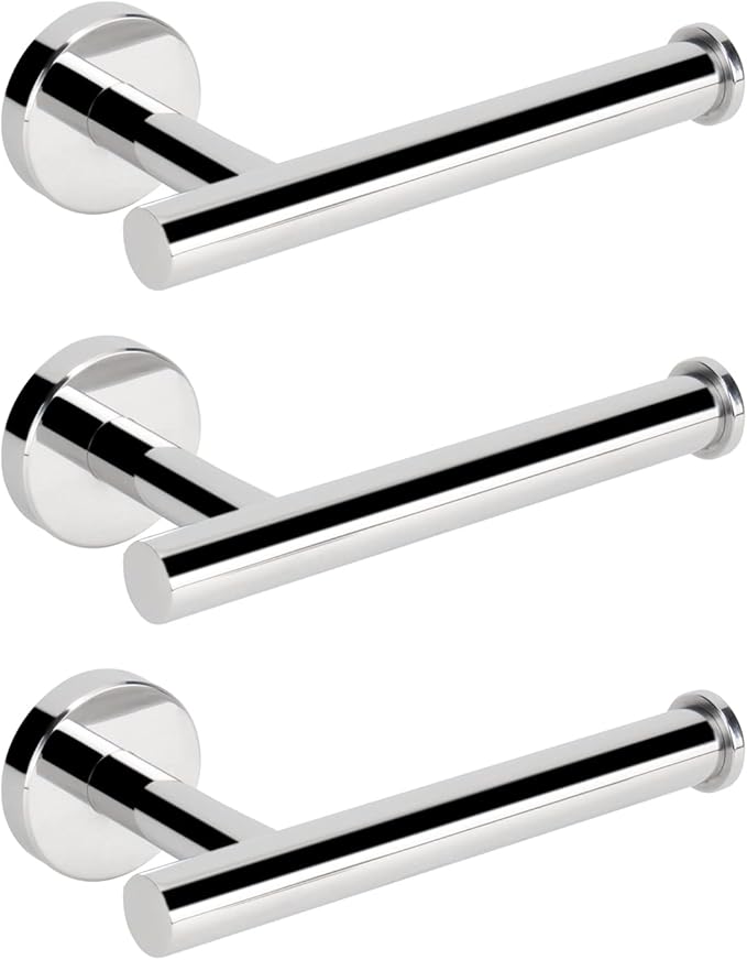 NearMoon Bathroom Toilet Paper Holder, Premium SUS304 Stainless Steel Rustproof Wall Mounted Toilet Roll Holder for Bathroom, Kitchen (3 Pack, Chrome Finish)