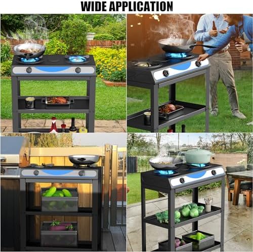 forimo Propane Gas Stove, 2-Burner, Auto Ignition, Portable, Stainless Steel, 19000 BTU/hr, Perfect for Outdoor Kitchens