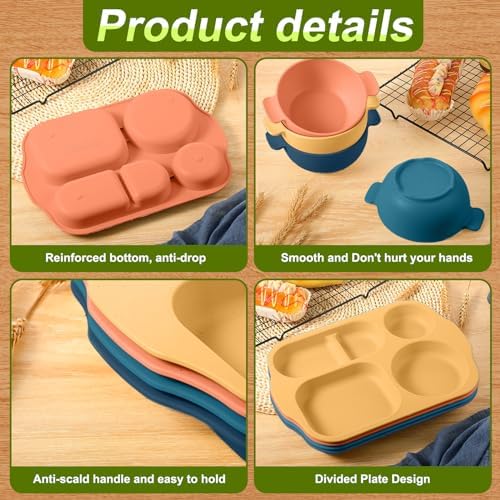 Honoson 24pcs Wheat Straw Dinnerware, Unbreakable, Bright Color