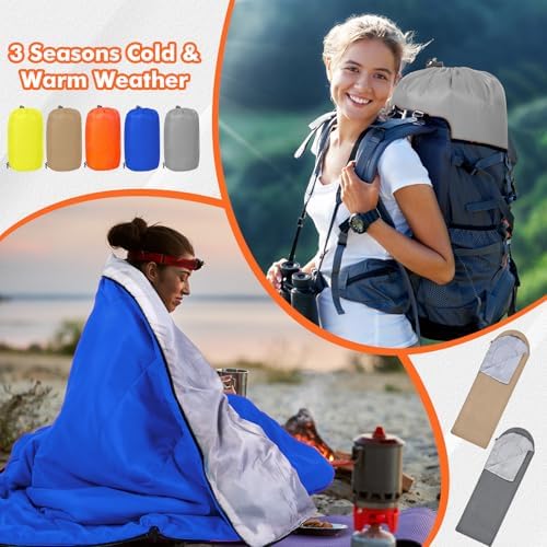 Macarrie 10 Pcs Bulk Sleeping Bags for Adults 0 Degree Waterproof Emergency Sleeping Bags with Compression Sack for Camping Hiking Backpacking Outdoor Activities