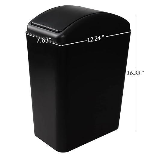 4.5 Gallon Swing Top Trash Bin, Plastic Garbage Can with Lid, Black, 3 Pack