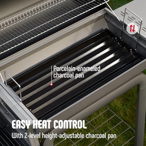 Feasto Heavy-Duty 30-Inch Charcoal Grill with Offset Smoker Grill