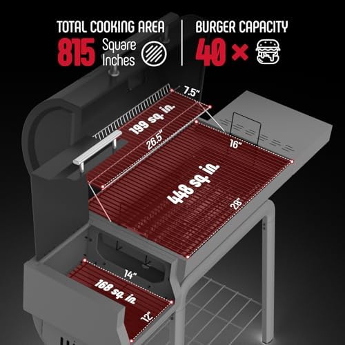 Feasto Heavy-Duty 30-Inch Charcoal Grill with Offset Smoker Grill