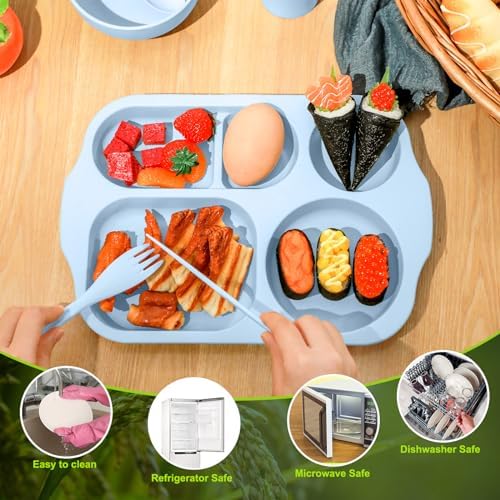 Honoson 24pcs Wheat Straw Dinnerware, Unbreakable, Vivid Color