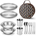 Odoland Stainless Steel Camping Mess Kit for Outdoor Family & Person