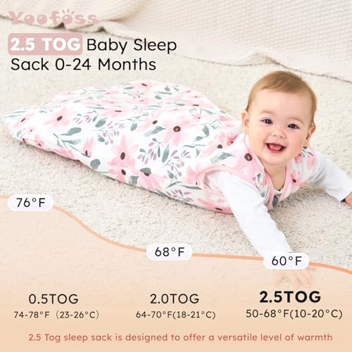 Yoofoss Baby Sleep Sack 0-6 Months 100% Organic Cotton TOG 2.5 2-Way Zipper