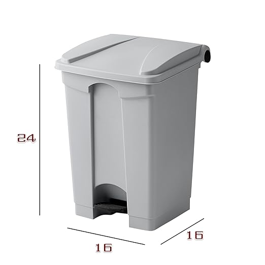 PRO&Family Step-On Trash Can with Lid, Plastic Waste Bin, Foot Pedal Operation (Gray, 12 Gallon)