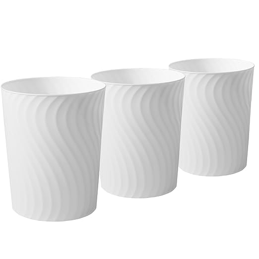 YGJT Small Trash Can, 3 Pack 1.8 Gallons Bathroom Trash Can, Slim Waste Basket, Round Garbage Can, Plastic Trash Bin for Kitchen, Dorm, Bedroom, Office, Living Room, Study, Compact Spaces(White)