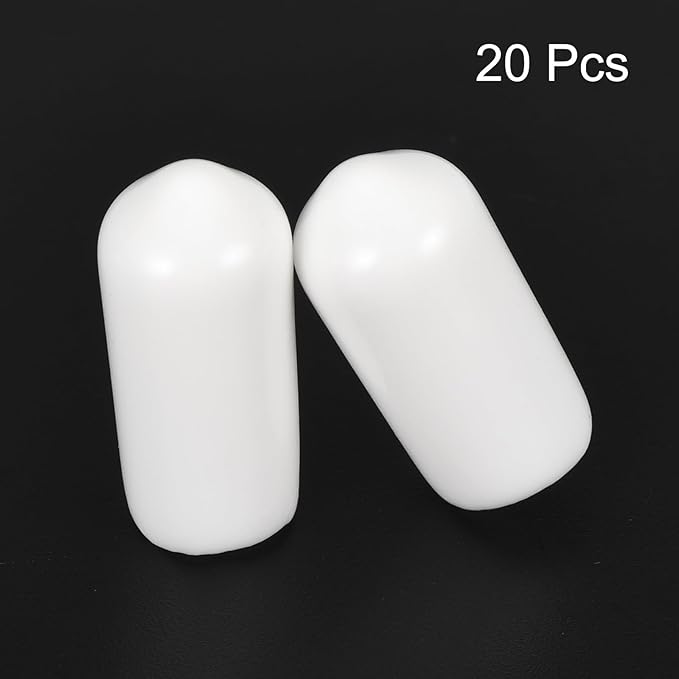 uxcell 20pcs Rubber End Caps 7mm ID Vinyl Round End Cap Cover Screw Thread Protectors White