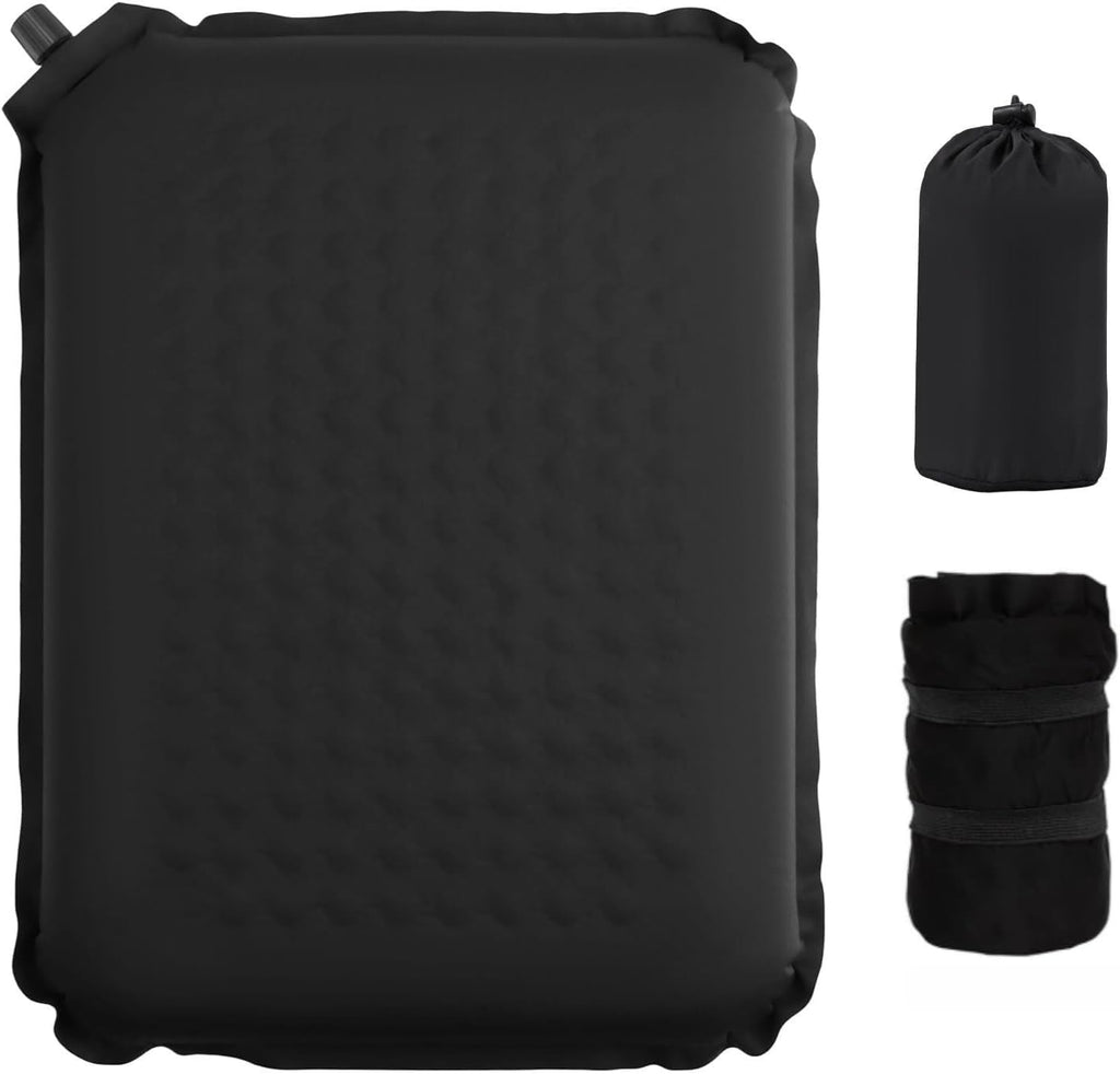Self-Inflating Airplane Seat Cushion for Long Flights – Portable Travel Cushion Airplane Seat - Memory Foam Travel Seat Cushion Providing Pressure Relief and Premium Comfort (Extra Large Black)