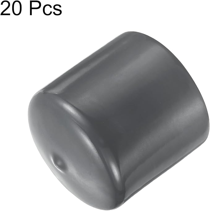 uxcell 20pcs Rubber End Caps 48mm ID Vinyl Round Tube Bolt Cap Cover Thread Protectors Dark Grey