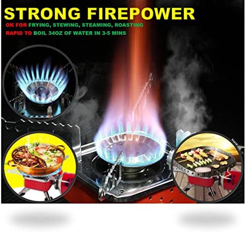 Camping Stove, Backpacking Stove, Foldable, Portable, Lightweight, Piezo Ignition, Single Burner Adjustable, Premium Mini Powerful and Stable Camp Stove for Hiking Picnic, 1+2+1+1pcs