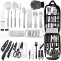 THTYBROS Portable Camping Kitchen Utensil 34 Pcs Set- Cookware Kit, Stainless Steel Outdoor Cooking and Grilling Utensil Organizer Travel Set Perfect for Travel, Picnics, RVs, Camping, BBQs, Parties