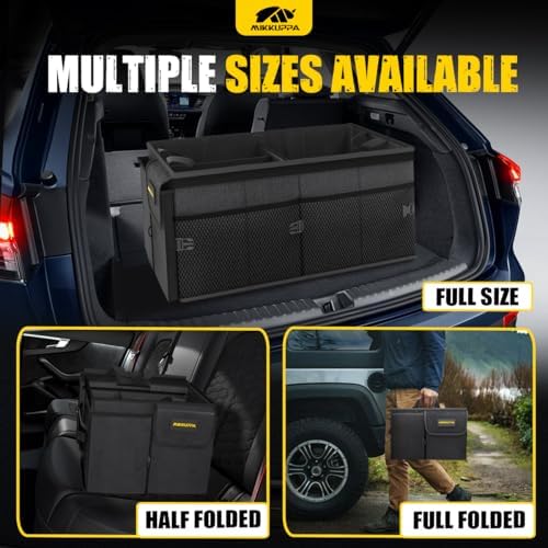 MIKKUPPA Trunk Organizer with Lid - 75L Collapsible Car Organizer, Black